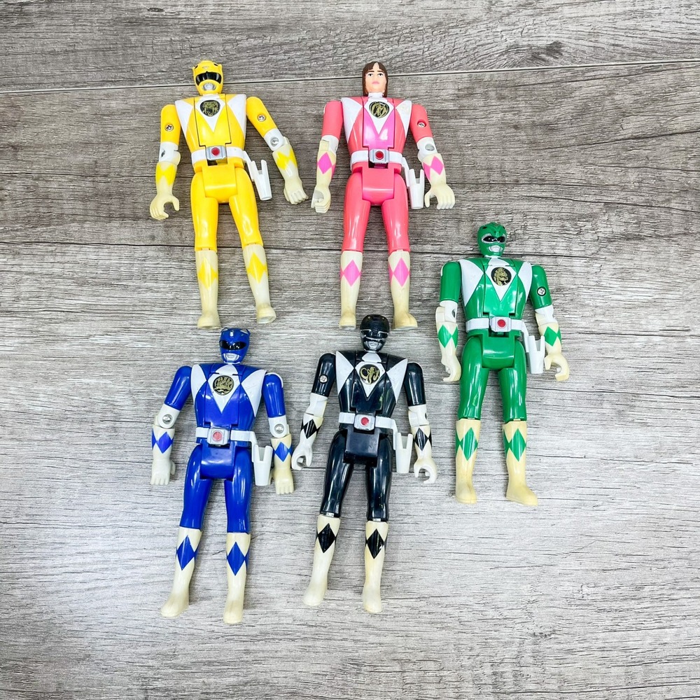 Vintage 1993 Bandai Power Rangers Auto-Morphin Action Figure Lot of 5 Flip Head